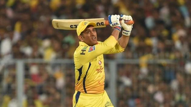 Chennai Super Kings captain MS Dhoni in action during IPL 2019(Arijit Sen/HT Photo)