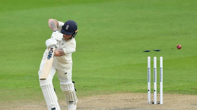 Cricket - First Test - England v Pakistan - Emirates Old Trafford, Manchester, Britain - August 6, 2020 England's Ben Stokes is bowled by Pakistan's Mohammad Abbas, as play resumes behind closed doors following the outbreak of the coronavirus disease (COVID-19) Dan Mullan/Pool via REUTERS(REUTERS) Cricket - First Test - England v Pakistan - Emirates Old Trafford, Manchester, Britain - August 6, 2020 England's Ben Stokes is bowled by Pakistan's Mohammad Abbas, as play resumes behind closed doors following the outbreak of the coronavirus disease (COVID-19) Dan Mullan/Pool via REUTERS(REUTERS)