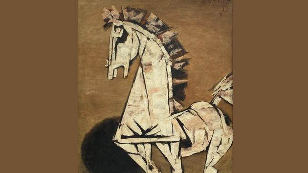 The star lot of the auction – Horse by M F Husain.