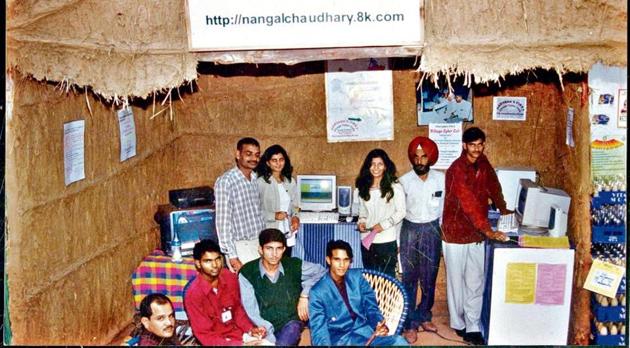 A kiosk of Haryana’s first village cyber cafe.