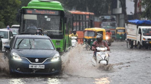 Adesh Gupta, the BJP’s Delhi unit president, however, blamed the PWD for not de-silting the drains under its jurisdiction and said that’s what led to the water logging.(Sanchit Khanna/HT PHOTO)