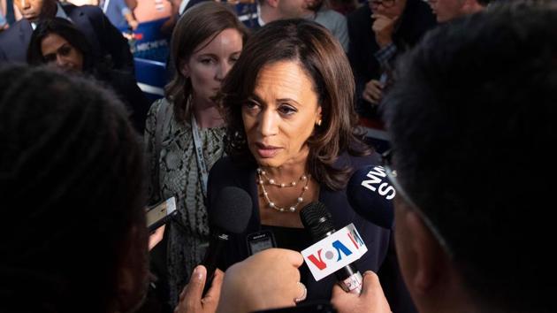 Kamala Harris, who has roots in India on her mother’s side and in Jamaica on her father’s side, is the first woman of Indian and African descent to run for the post of vice president.(AFP)