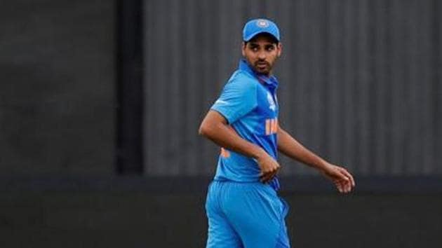 India's Bhuvneshwar Kumar goes off after sustaining an injury(Action Images via Reuters)