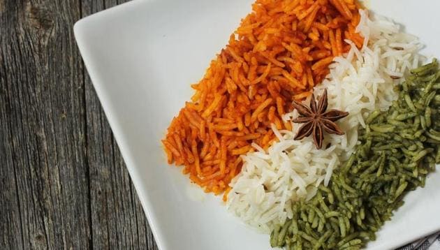 Dishes inspired by the Tricolour, such as Tiranga Pulao, are common around Independence Day and Republic Day.(Photo: Shutterstock)