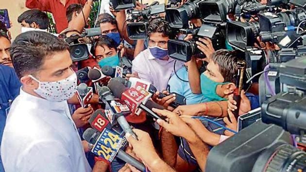 Sachin Pilot outside the Rajasthan assembly on Friday.