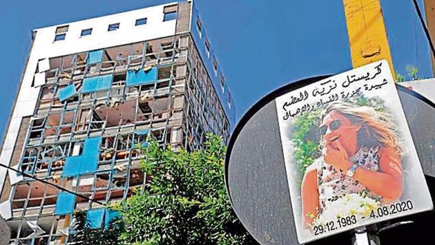 A building in Beirut that was damaged by the August 4 blast.