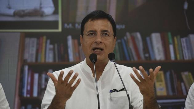Congress leader Randeep Singh Surjewala. The opposition party has criticised Prime Minister Narendra Modi for not naming China in his Independence Day speech on Saturday.(Vipin Kumar/HT Photo) Congress leader Randeep Singh Surjewala. The opposition party has criticised Prime Minister Narendra Modi for not naming China in his Independence Day speech on Saturday.(Vipin Kumar/HT Photo)