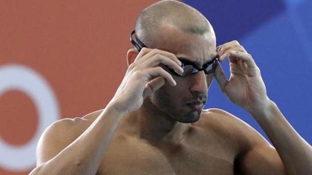 India's Virdhawal Vikram Khade prepares to swim(AP)