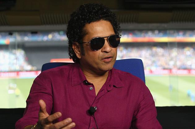 Sachin Tendulkar speaks to the media during the 2015 ICC Cricket World Cup match between South Africa and India at Melbourne Cricket Ground on February 22.(Getty Images)