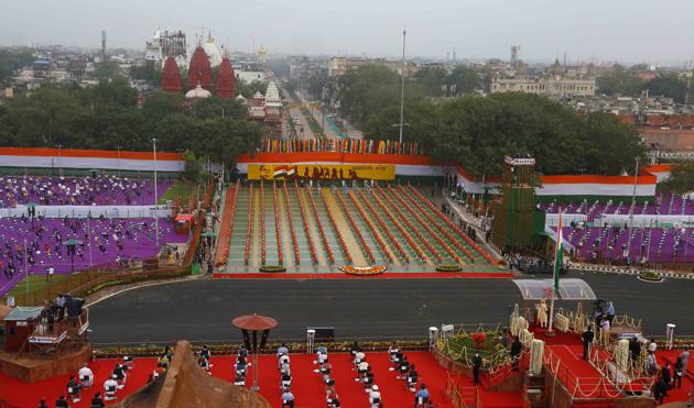 An overview of Red Fort during the 74th Independence Day celebrations, in New Delhi, India, on Saturday, Aug 15, 2020. (Photo by DPR MOD)