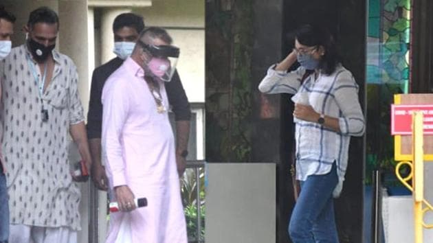 Sanjay Dutt and Priya Dutt were spotted at Lilavati hospital on Sunday.(Varinder Chawla)