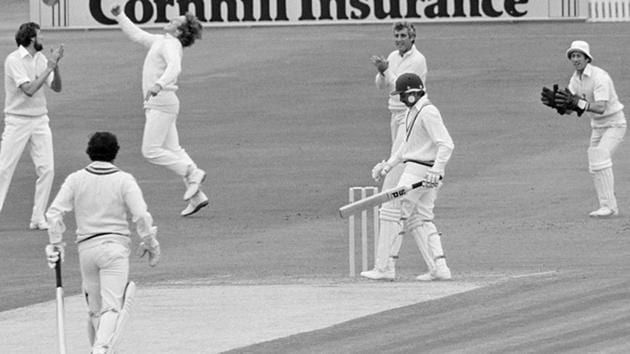 Sunil Gavaskar (non striker’s end) and Chetan Chauhan opening the batting for India against England in a Test match in 1979.(Getty Images)