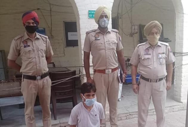 The accused in police custody in Ludhiana on Sunday. (HT Photo) The accused in police custody in Ludhiana on Sunday. (HT Photo)