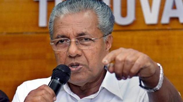Kerala CM Pinarayi Vijayan addresses the press in Thiruvananthapuram.(PTI file photo)