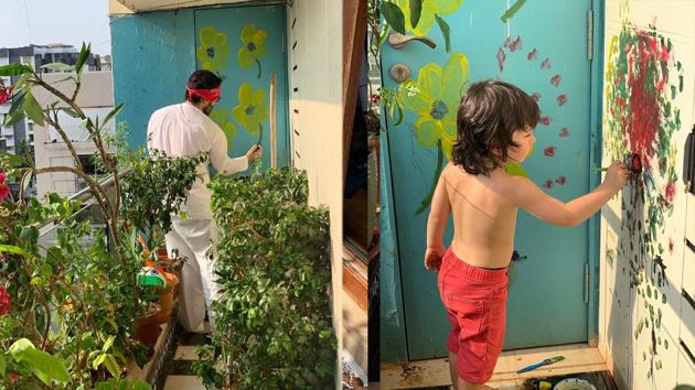 Saif and Taimur painted the balcony of their Mumbai residence during lockdown. While Saif took up the charge of making some flowers, Taimur tried his hand at some abstract art. Saif and Taimur painted the balcony of their Mumbai residence during lockdown. While Saif took up the charge of making some flowers, Taimur tried his hand at some abstract art.