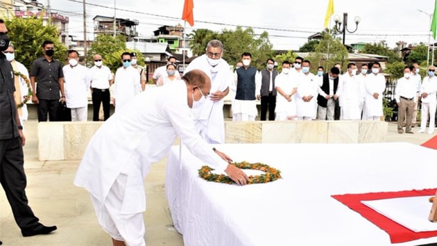 Manipur Chief Minister N Biren Singh paying tributes to martyrs of the Anglo-Manipur War of 1891.(https://twitter.com/NBirenSingh)