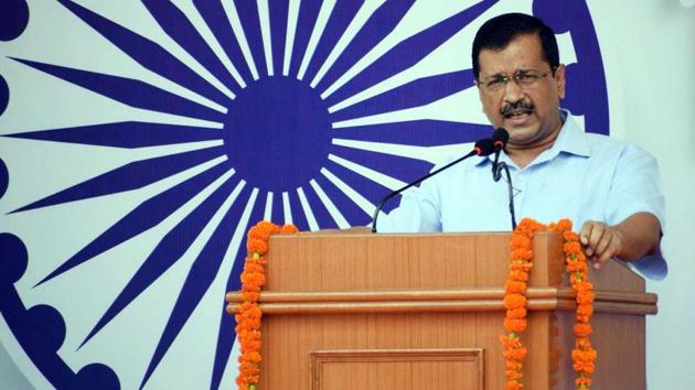 Delhi chief minister Arvind Kejriwal addressing a gathering on the occasion of 74th Independence Day at Delhi secretariat in New Delhi on Saturday. (HT Photo) Delhi chief minister Arvind Kejriwal addressing a gathering on the occasion of 74th Independence Day at Delhi secretariat in New Delhi on Saturday. (HT Photo)