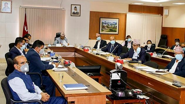 India and Nepal held the 8th meeting of the Oversight Mechanism (OSM) through digital video Conferencing in Kathmandu on Monday. The meeting carried out a comprehensive review of bilateral economic and development cooperation projects. (ANI Photo)