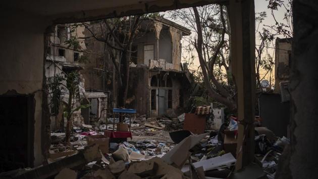 Rubble of destroyed buildings is seen Sunday, Aug. 16, 2020, in a neighborhood near the site of the Aug. 4 explosion in Beirut, Lebanon. (AP photo) Rubble of destroyed buildings is seen Sunday, Aug. 16, 2020, in a neighborhood near the site of the Aug. 4 explosion in Beirut, Lebanon. (AP photo)