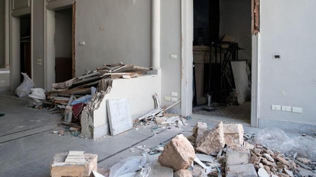 Debris is seen on the floor of the damaged house of Lebanese fashion designer Elie Saab, following a massive explosion at the Beirut port area, Lebanon, August 15, 2020. (REUTERS/Alkis Konstantinidis) Debris is seen on the floor of the damaged house of Lebanese fashion designer Elie Saab, following a massive explosion at the Beirut port area, Lebanon, August 15, 2020. (REUTERS/Alkis Konstantinidis)