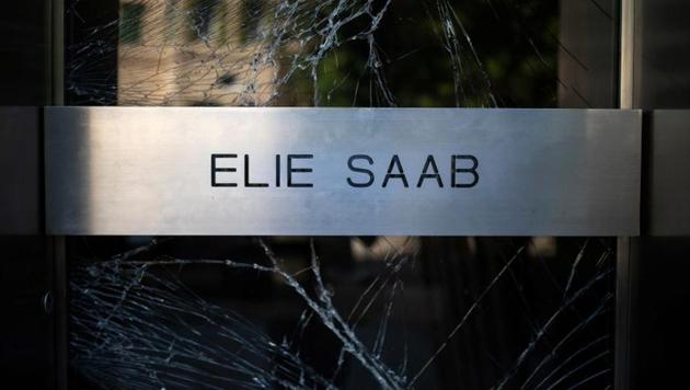 A view of the damaged entrance of the headquarters of Lebanese fashion designer Elie Saab, following a massive explosion at the Beirut port area, Lebanon, August 15, 2020. Picture taken August 15, 2020. (REUTERS/Alkis Konstantinidis)