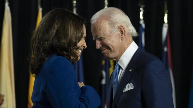 File photo of Democratic presidential candidate former Vice President Joe Biden and his running mate Sen. Kamala Harris(AP Photo)