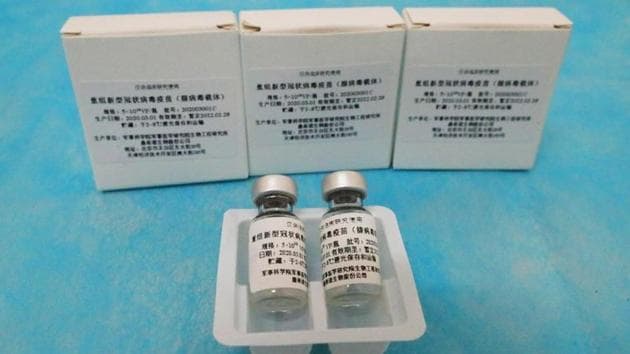 Vials of a COVID-19 vaccine candidate, a recombinant adenovirus vaccine named Ad5-nCoV, co-developed by Chinese biopharmaceutical firm CanSino Biologics Inc and a team led by Chinese military infectious disease expert.(Reuters File Photo)