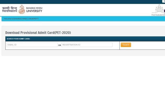 BHU PET 2020 admit card. (Screengrab) BHU PET 2020 admit card. (Screengrab)