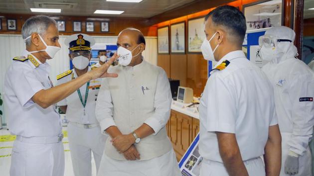 Defence minister Rajnath Singh lauded the navy’s role in providing medical aid to countries such as Maldives, Mauritius, Seychelles and Madagascar. (PTI Photo) Defence minister Rajnath Singh lauded the navy’s role in providing medical aid to countries such as Maldives, Mauritius, Seychelles and Madagascar. (PTI Photo)