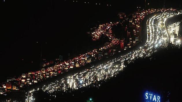 In 2016, flooding had caused a massive traffic jam in Gurugram(HT Photo)