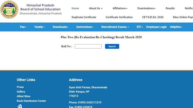 HPBOSE class 12 revaluation and rechecking results 2020.(Screengrab) HPBOSE class 12 revaluation and rechecking results 2020.(Screengrab)