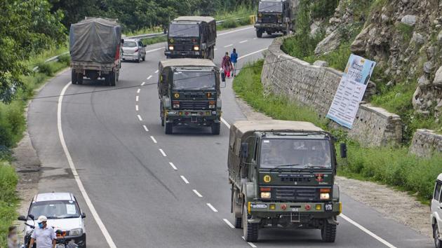 Indian Army trucks move towards Ladakh amid LAC border tension. (PTI) Indian Army trucks move towards Ladakh amid LAC border tension. (PTI)
