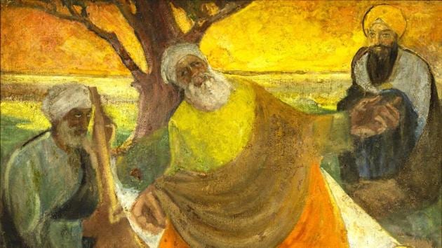 The painting titled ‘Guru Nanak, Continuous Light’ has a miraculous history.(Photo: Parasher family)