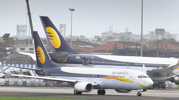 Jet airways aircraft at the Mumbai International Airport.(Abhijit Bhatlekar/Mint File Photo)