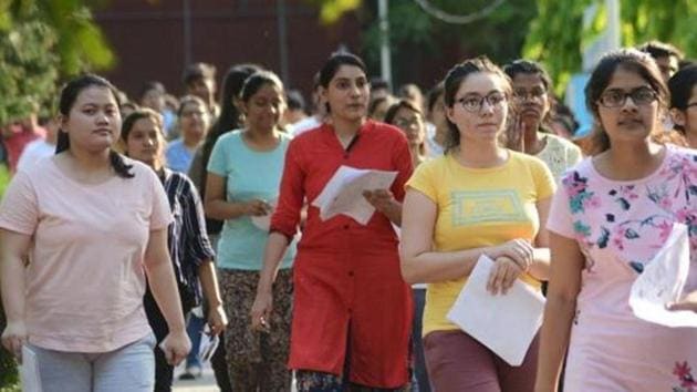 Chandigarh, India, May 5, 2019 : Students came out from their examine center after appearing their NEET exam at government model high school sector 18 Chandigarh, File photo by Karun Sharma/Hindustan Times