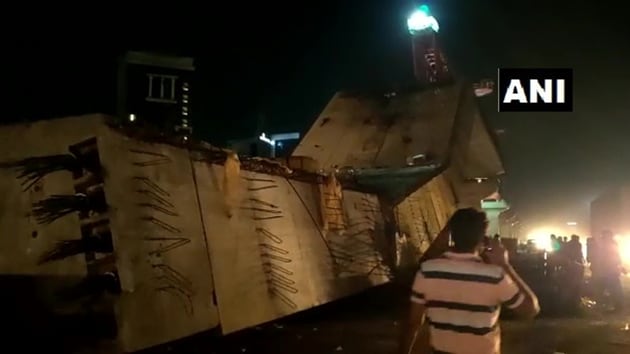 NHAI officials confirmed the collapse and said that a team reached the spot to assess the situation. The area has been sealed off.(ANI)