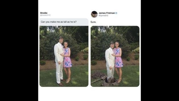 The image shows a before and after photo edited by James Fridman.(Twitter/@fjamie013)