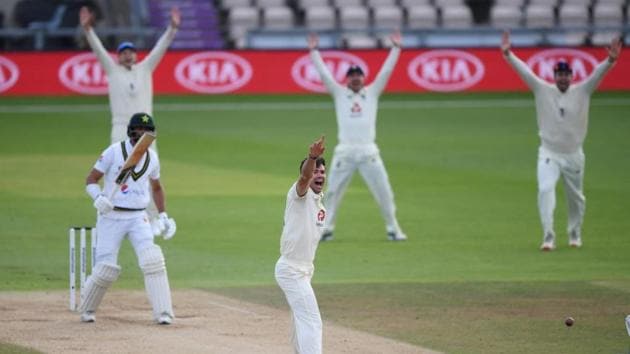 James Anderson appeals successfully against Shan Masood. (Image Courtesy: ICC) James Anderson appeals successfully against Shan Masood. (Image Courtesy: ICC)