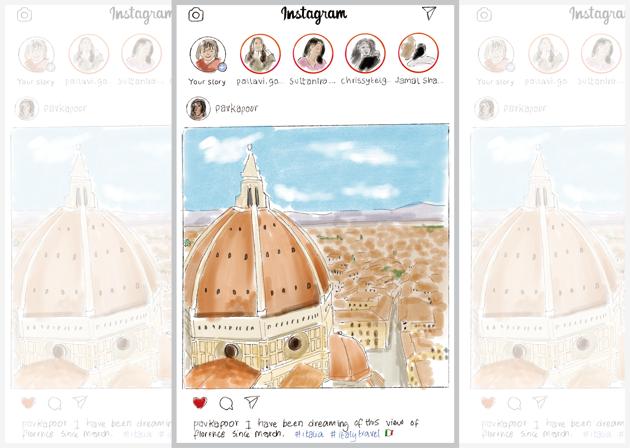 Those living abroad are putting up Insta posts of their vacations to destinations including Florence, Italy(Illustration: Aparna Ram)