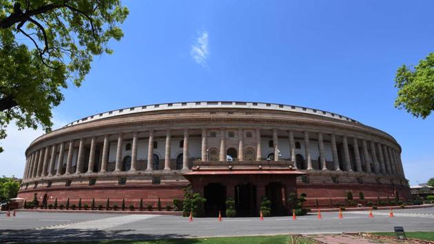 A view of the Parliament House seen in New Delhi. Earlier, Lok Sabha officials were handed over cut pieces of cloth once in two years (Mohd Zakir/HT PHOTO) A view of the Parliament House seen in New Delhi. Earlier, Lok Sabha officials were handed over cut pieces of cloth once in two years (Mohd Zakir/HT PHOTO)
