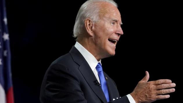 Former US vice president Joe Biden at the virtual 2020 Democratic National Convention in Wilmington, Delaware, US.(Reuters File Photo)