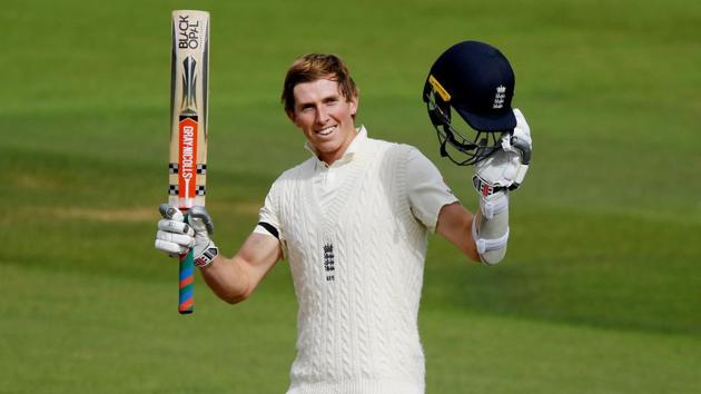 England's Zak Crawley celebrates his century. (REUTERS)