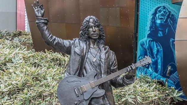 The statue at the Museum of Pop Culture was commissioned by his wife, Vicky Cornell.(Instagram)