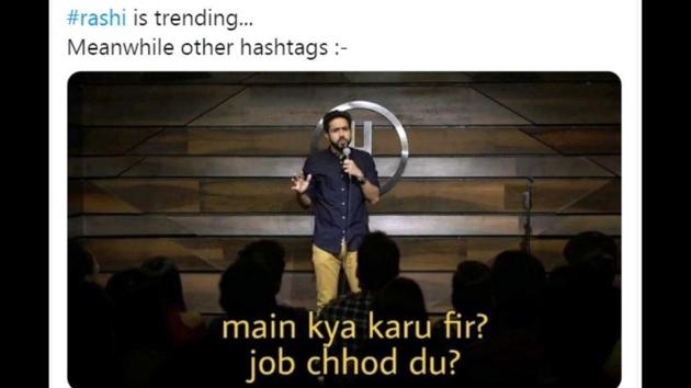 The hashtag #rashi is trending on Twitter after the Kokilaben rap video went viral.(Twitter/@SujyotSharma)