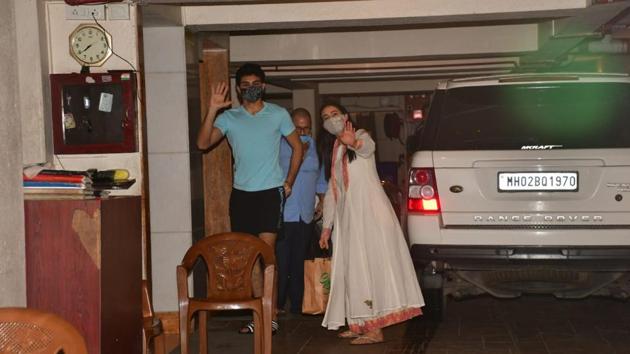 Sara Ali Khan and brother Ibrahim at their father Saif Ali Khan’s house.