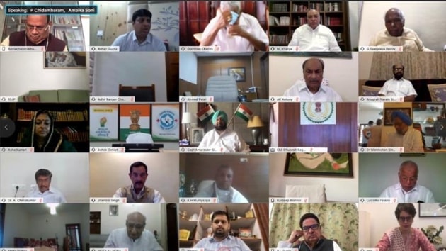 Congress Working Committee’s virtual meeting began at 11am on Monday.(ANI photo)