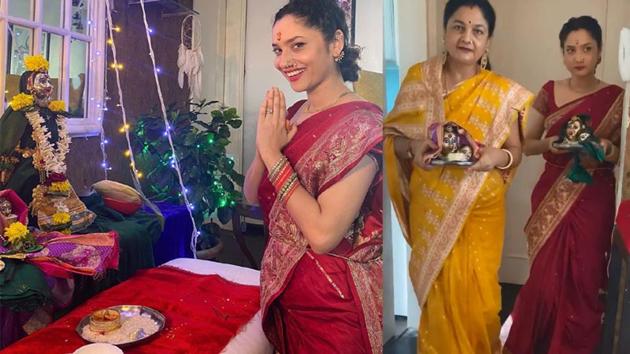 Ankita Lokhande performs Gauri Ganpati puja with her mother.