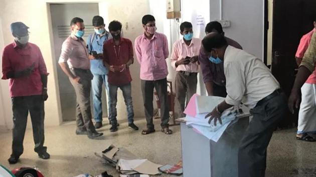 A fire broke out at the Kerala Secretariat on Tuesday. (HT Photo) A fire broke out at the Kerala Secretariat on Tuesday. (HT Photo)