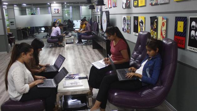 There was uncertainty about the eventual scale of the shift away from shared workspaces in favour of working from home but 69% were planning to cut their office space in the short term.(Yogendra Kumar/HT PHOTO/For Representative Purposes Only)
