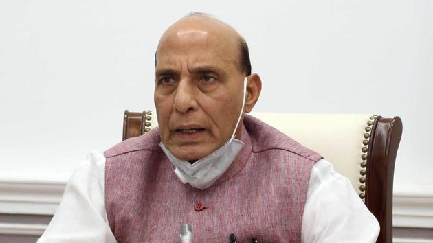Minister of Defence of India, Rajnath Singh, addressing scientists of DRDO via video conferencing on National Technology Day, in New Delhi.(ANI)